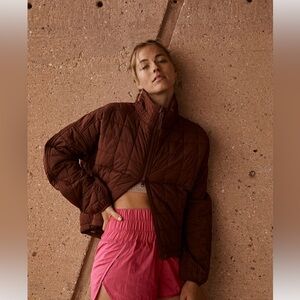 Free people poppy packable puffer jacket small bitter chocolate